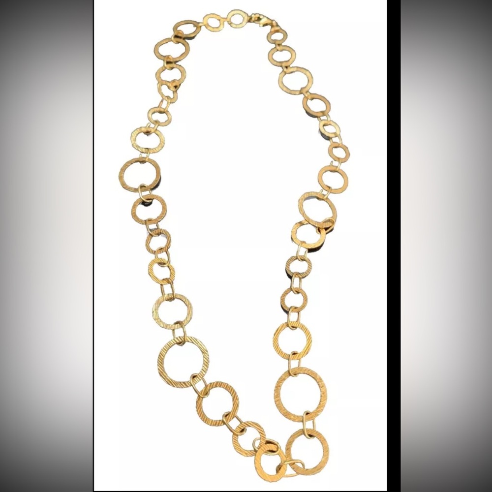Italian14kyg textured circle link necklace 20”